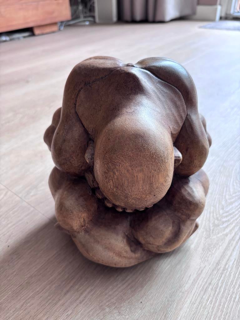 Houten Yogi Boeddha - Orang Malu - 20x20 cm, Ophalen of Verzenden, Zo goed als nieuw