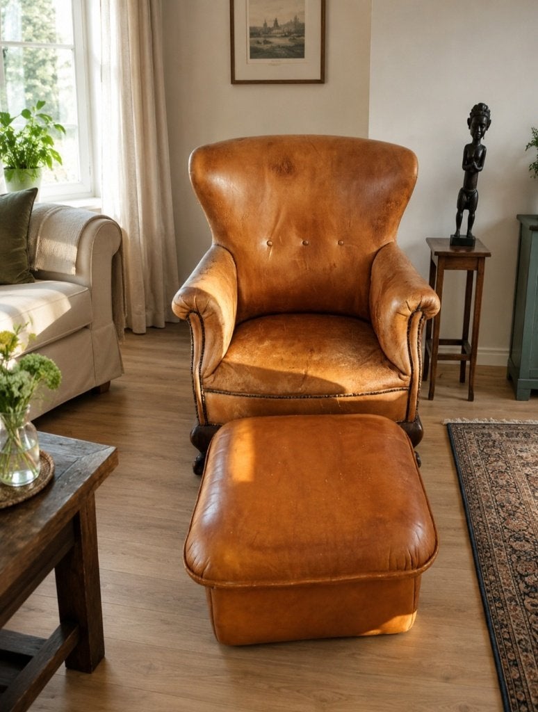 Clubfauteuil met bijpassende hocker, Ophalen