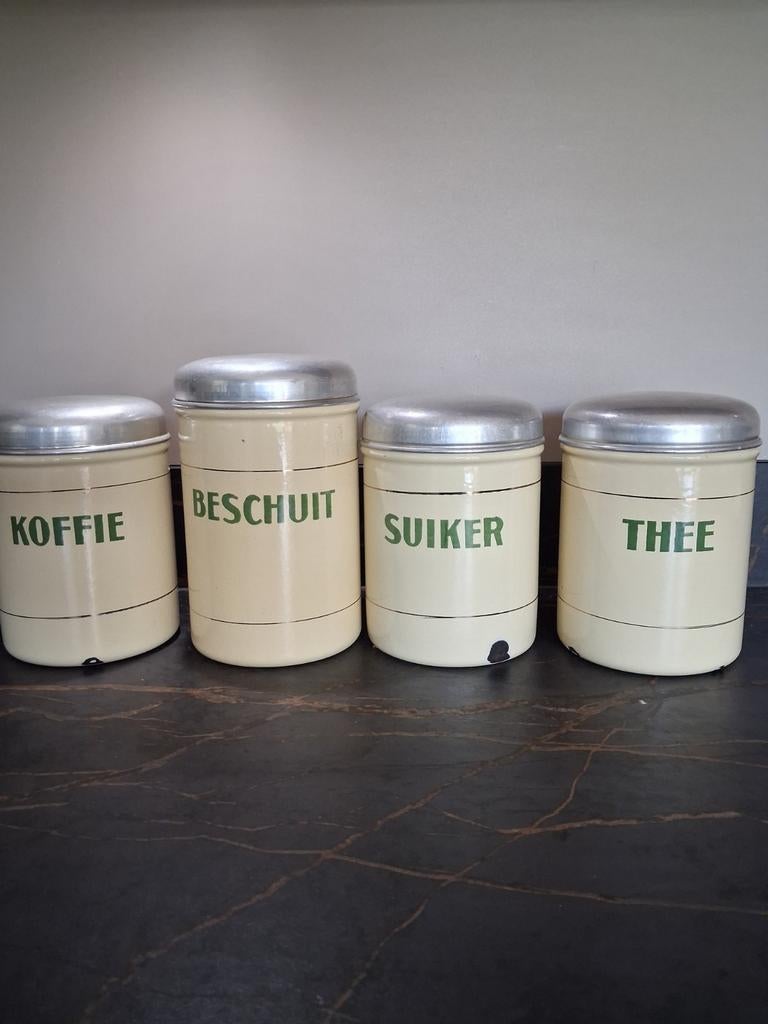 Set emaille voorraadbussen, Ophalen of Verzenden