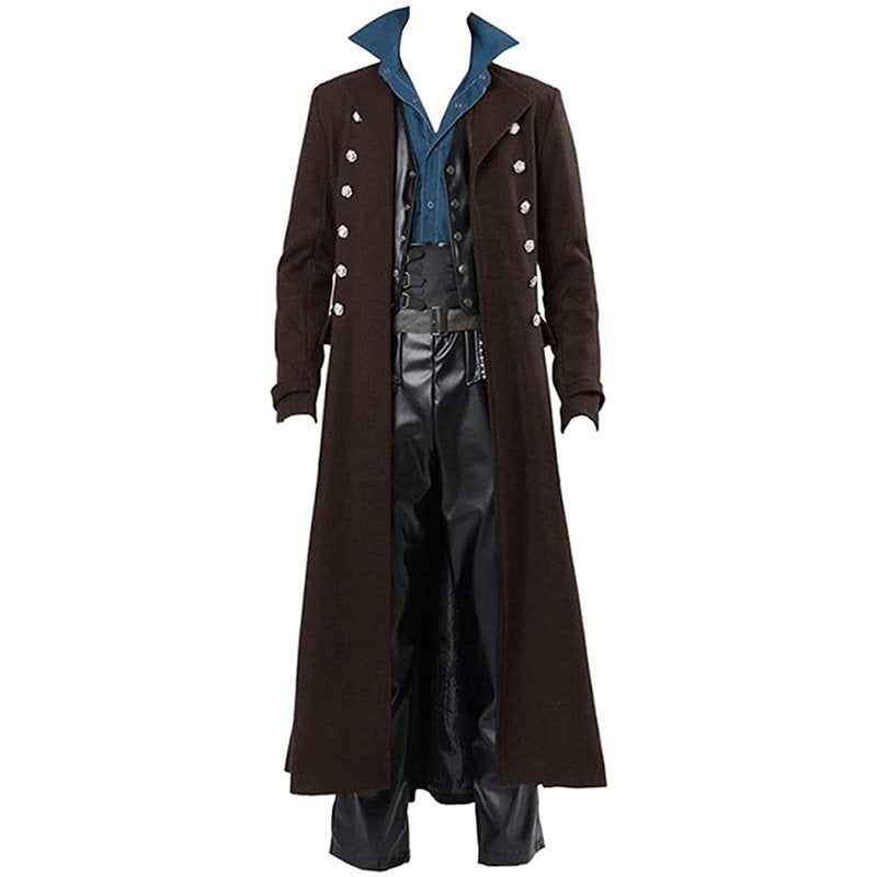 Lange heren bruine steampunk jas (middeleeuwse trenchcoat), Kleding | Heren, Carnavalskleding en Feestkleding, Verzenden, Nieuw