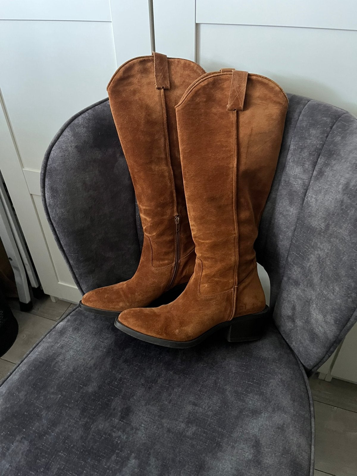 Via Via cowboylaarzen. Kleur cognac, Hoge laarzen, Bruin, Ophalen of Verzenden, Zo goed als nieuw