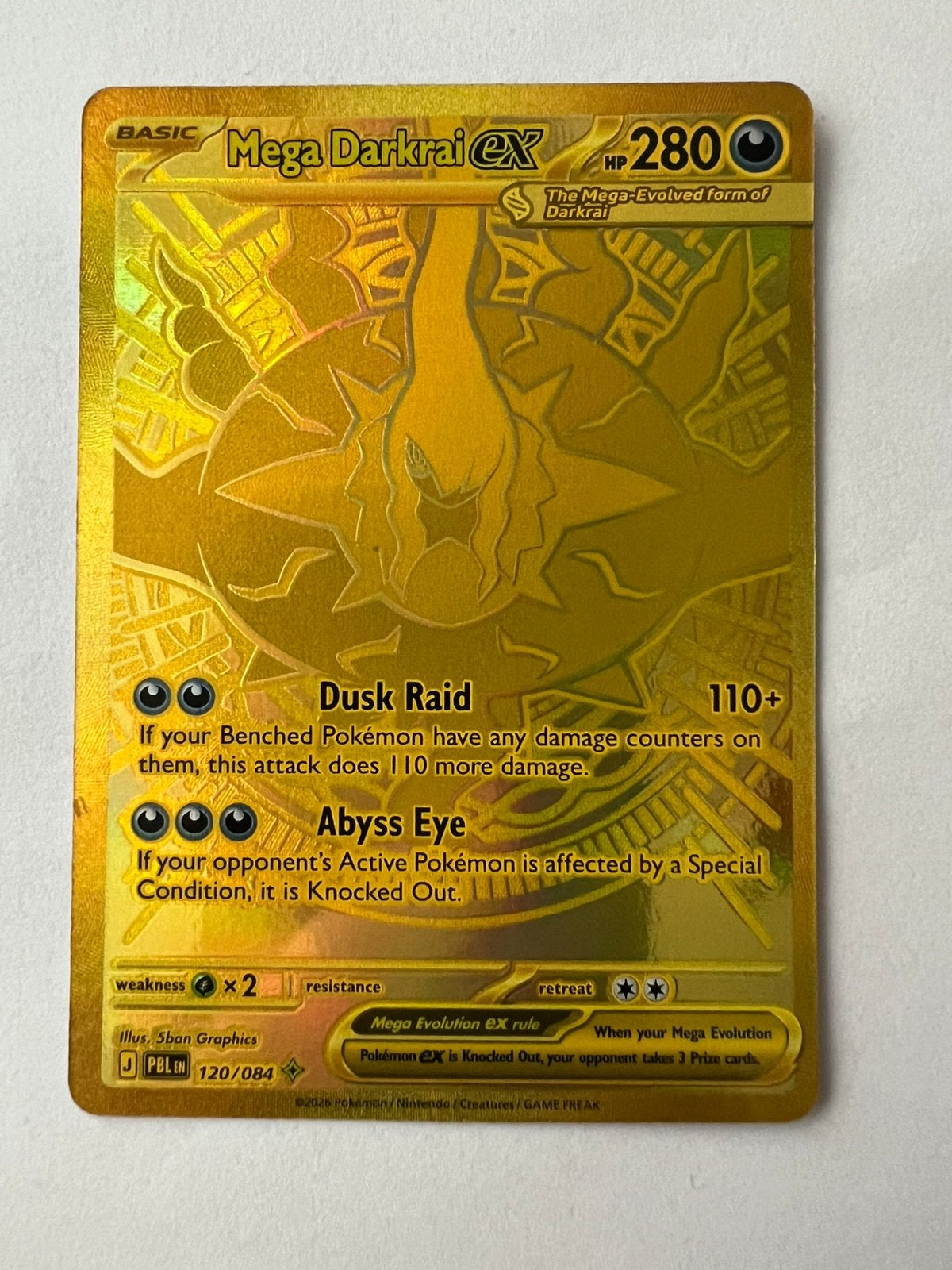 Pokémon Mega Darkrai ex Gold Hyper Rare 120/084, Ophalen of Verzenden, Nieuw