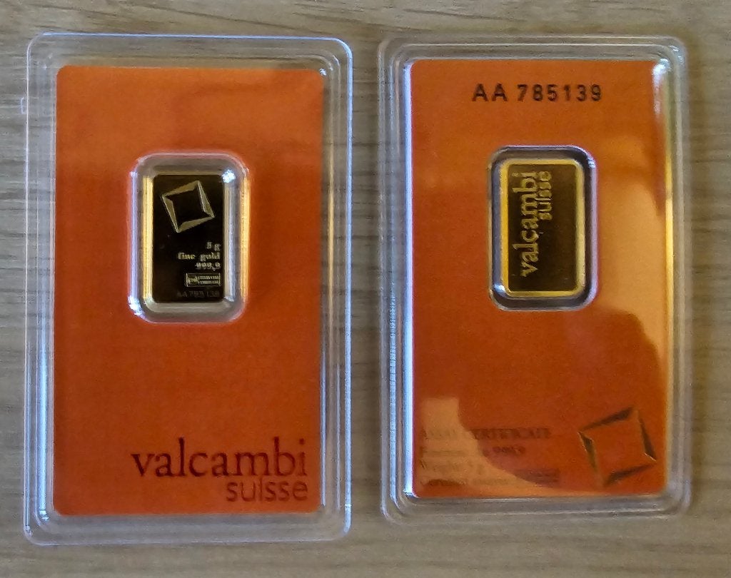 5 gram .999 goud in blister Valcambi, Ophalen of Verzenden, Goud