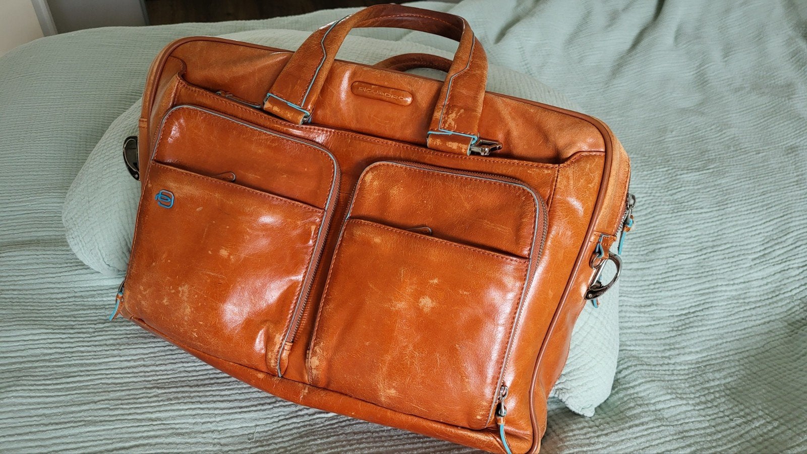 Piquadro Leren Laptoptas/Aktetas - Cognac, Ophalen of Verzenden, Gebruikt, Bruin, Overige typen