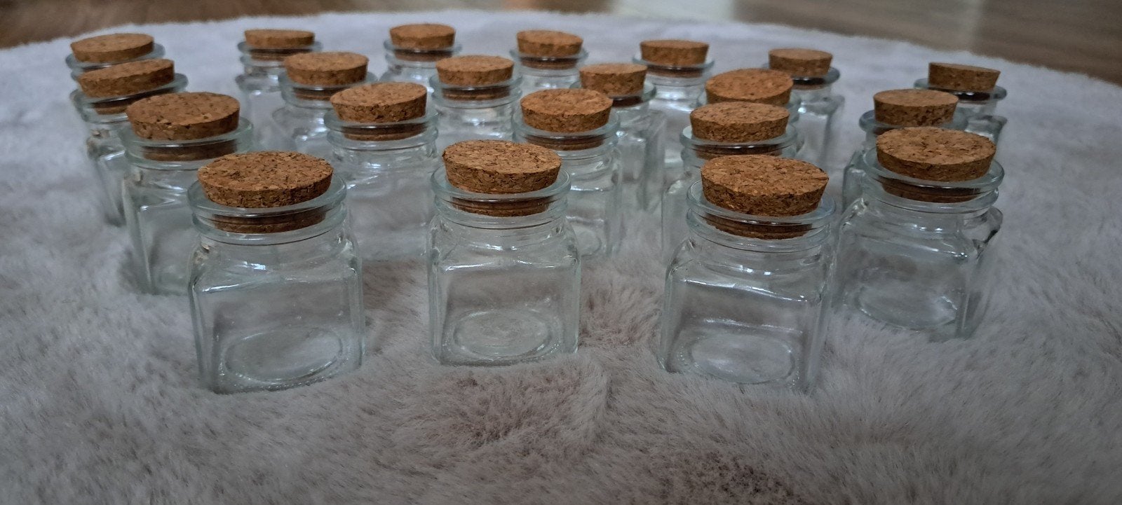 Glazen potjes met kurk, Ophalen of Verzenden, Gebruikt, Glas