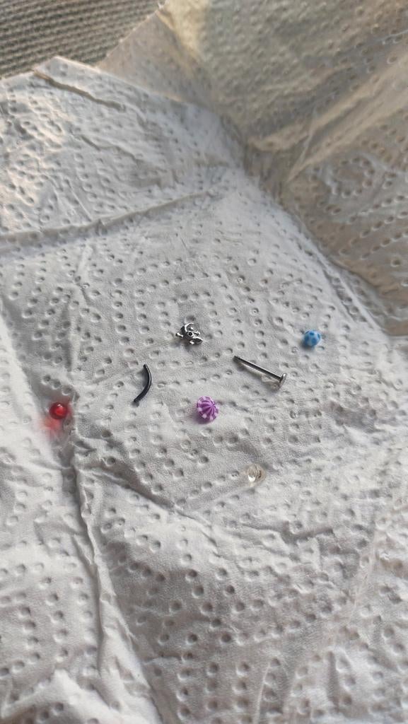 Piercing set: labrets en diverse opzetstukjes, Ophalen of Verzenden, Gebruikt, Overige materialen, Lip- of Labretpiercing