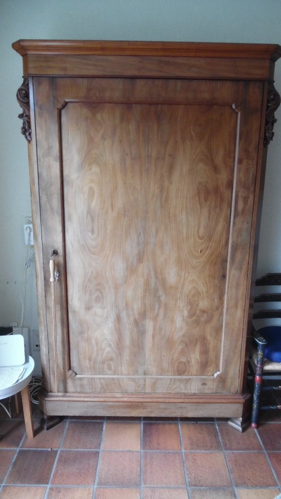 1 deurs mahoniehouten Biedermeier linnenkast, Antiek en Kunst, Ophalen