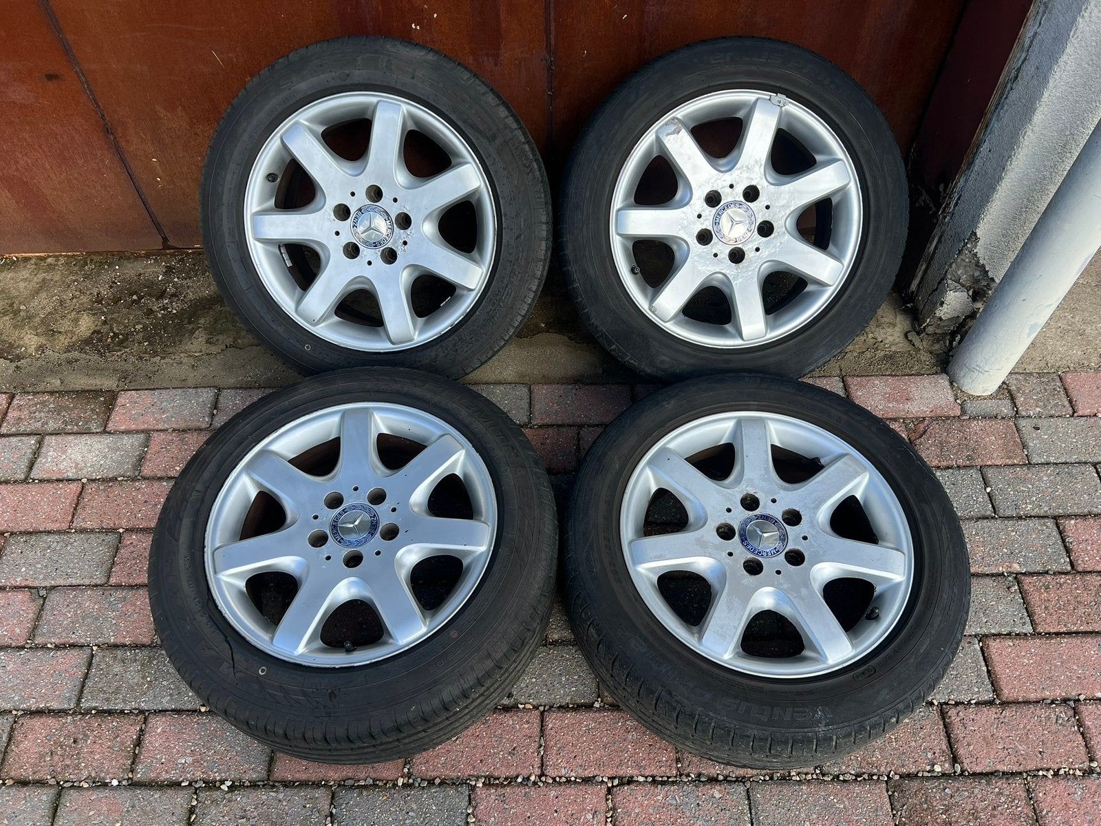 Mercedes R170 SLK Breedset velgen met banden, Ophalen, Gebruikt, 16 inch, Banden en Velgen