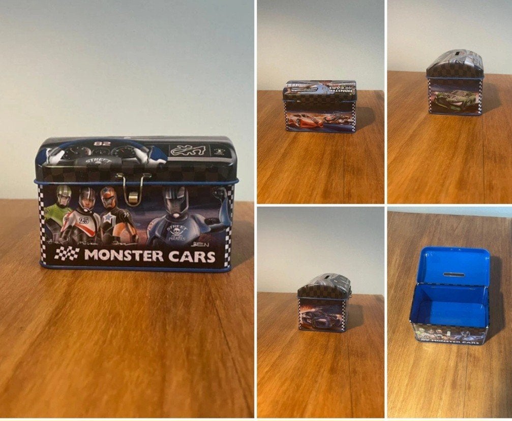 Monstercars spaarpot, Ophalen of Verzenden, Nieuw, Metaal of Blik, Vervoermiddel