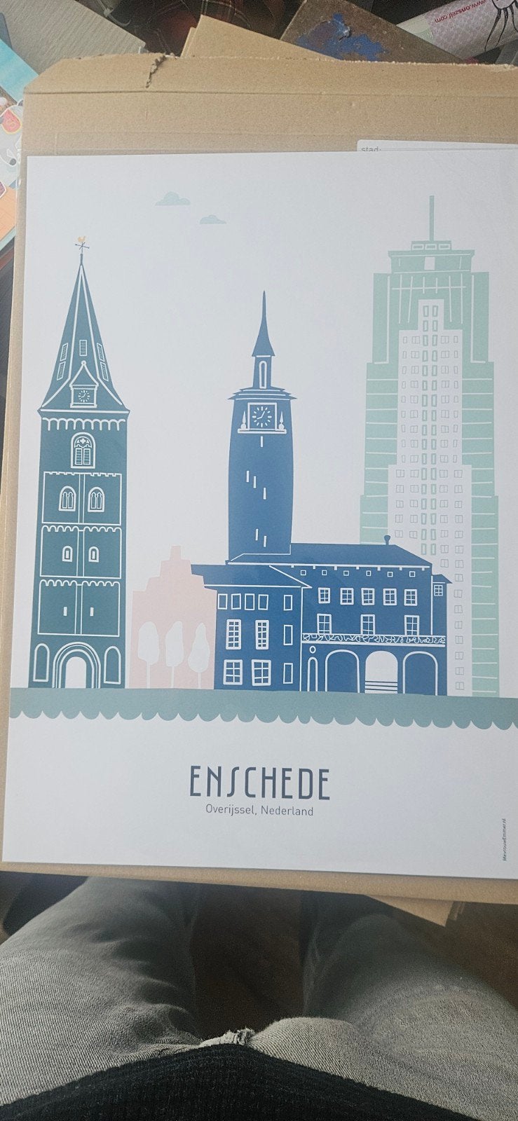 Stad Enschede A3 Print - Kleur, Minder dan 50 cm, Nieuw, Ophalen of Verzenden, Print