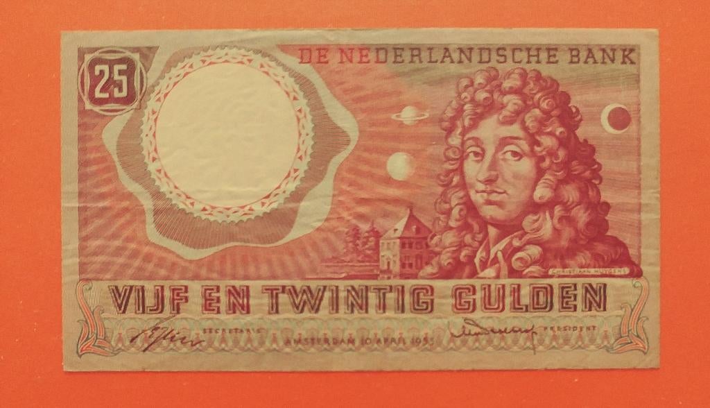 Bankbiljet 25 gulden 1955 Chr. Huygens, cat. PL68.a / 83-1a, Verzenden, 25 gulden, Los biljet