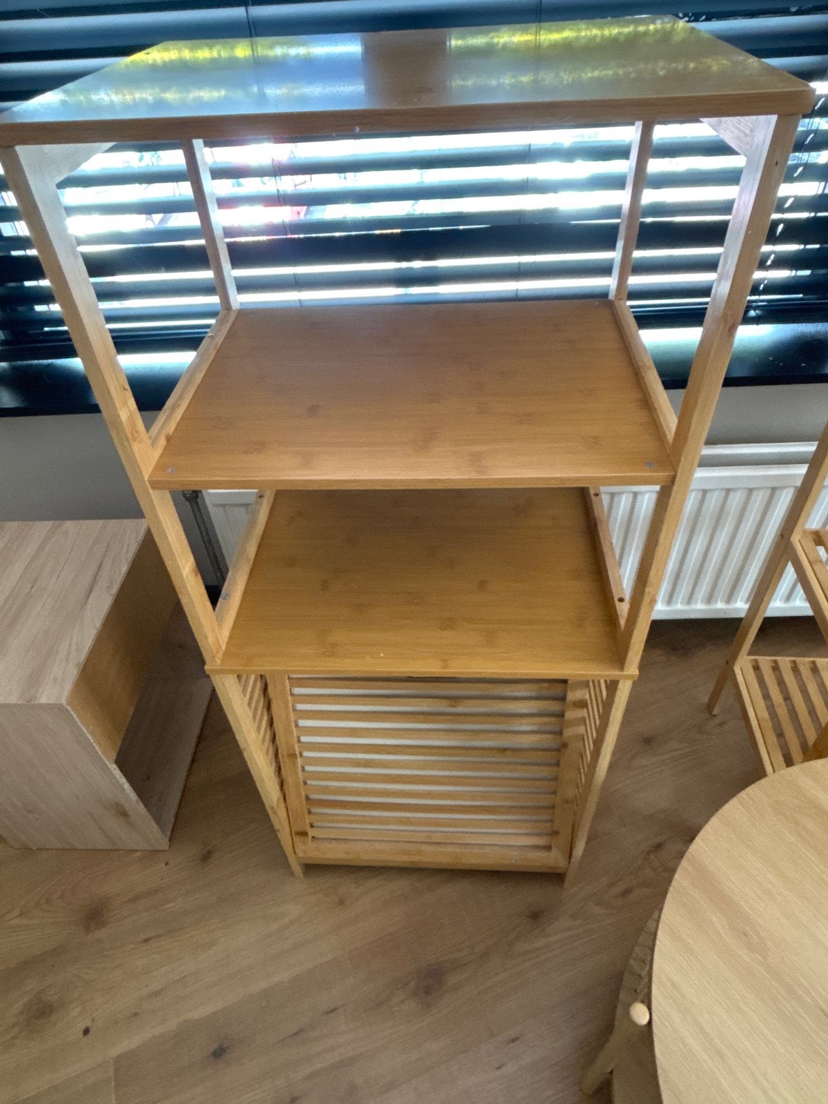 Bamboe Opbergrek met 3 Planken en Kastje, Huis en Inrichting, Ophalen, Gebruikt