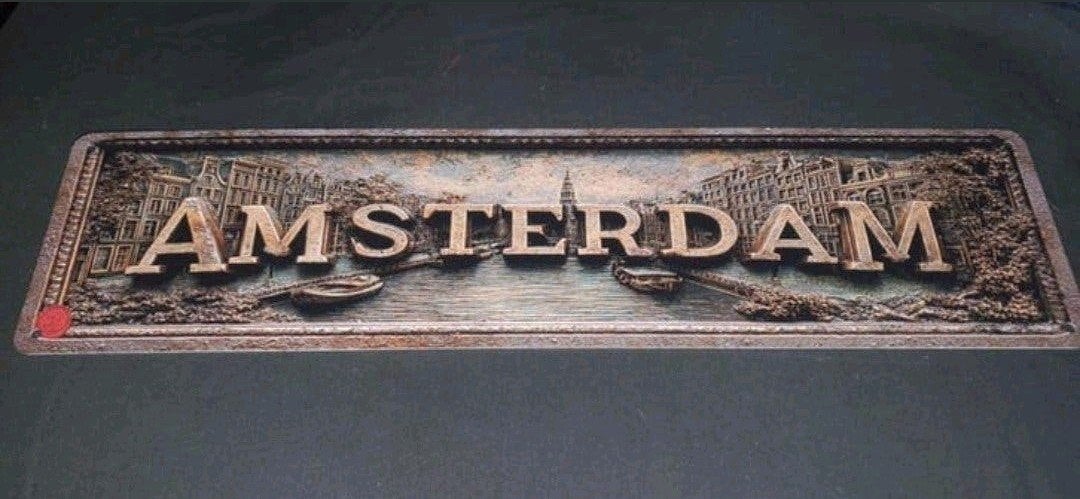 Stoer wandbord met amsterdam thema., Ophalen of Verzenden, Nieuw