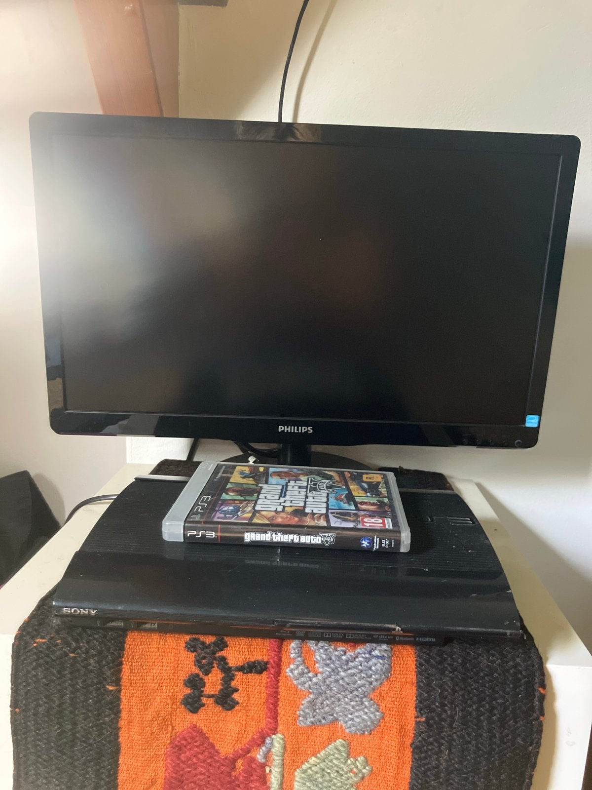 Playstation 3 met GTA V, beeldscherm en HDMI-kabel, Spelcomputers en Games, Super Slim, Ophalen of Verzenden, 12 GB, Zonder controller