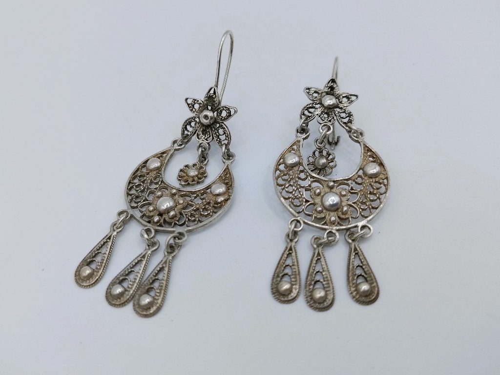 Zilveren filigrain oorbellen, 835, Sieraden, Tassen en Uiterlijk, Oorbellen, Info@zilverwebsite.nl, Verzenden, Zo goed als nieuw