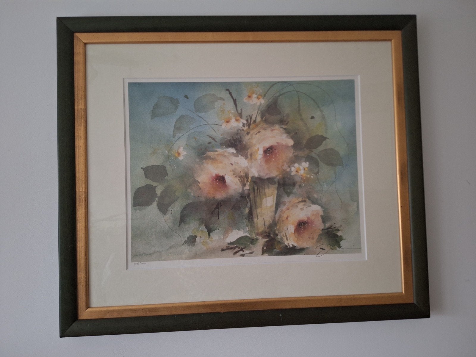 Bloemen aquarel schilderij in lijst van Jan Kooistra, Ophalen
