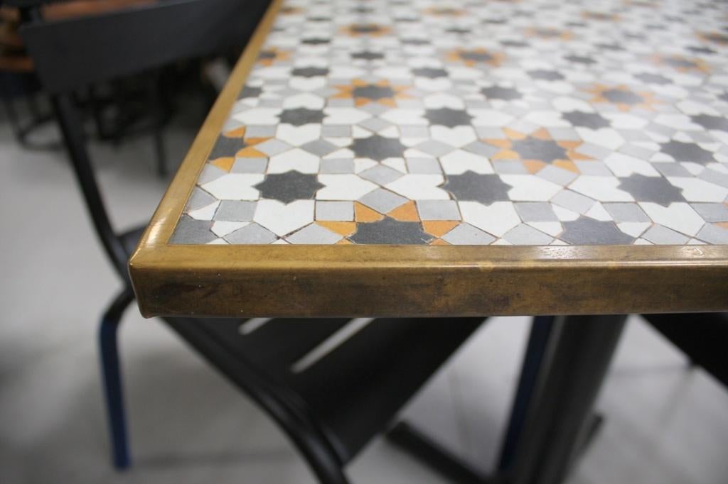 4 x hippe vierkante tuintafel eettafel gekleurd mozaiek, Ophalen, Gebruikt, Vierkant