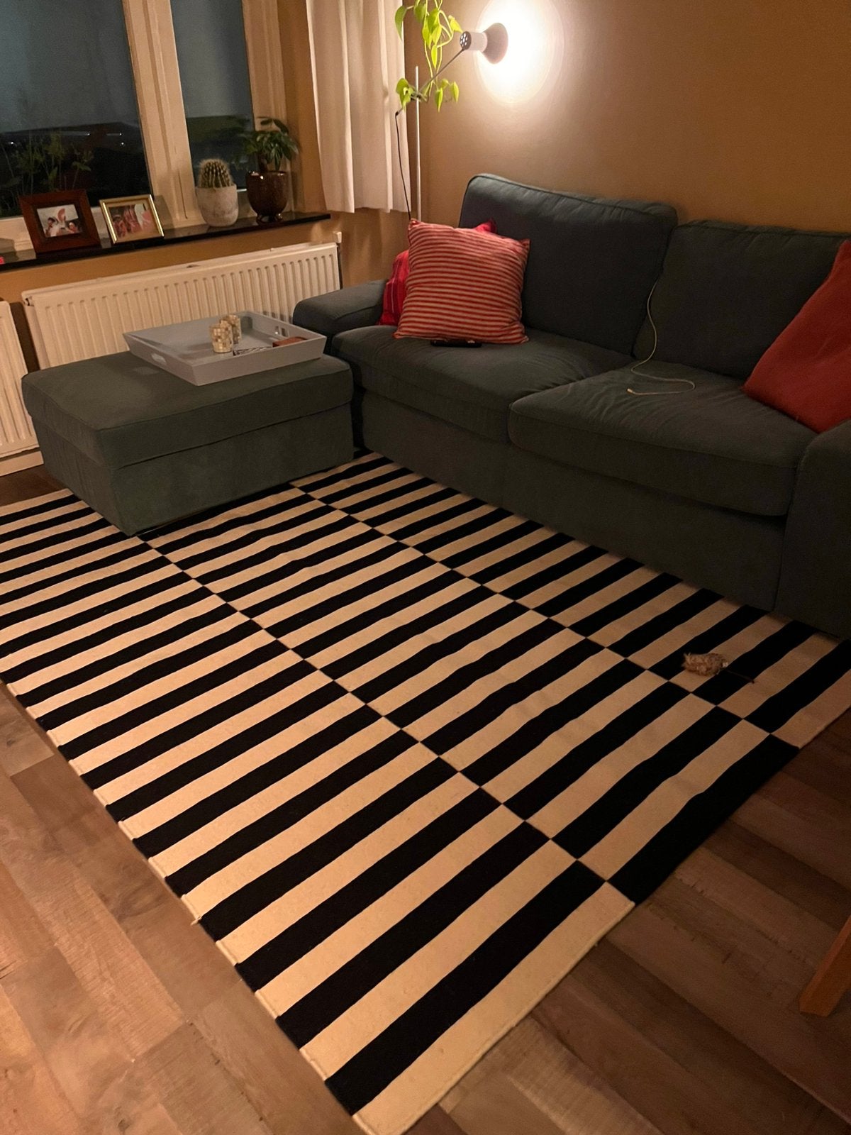 Ikea Stockholm vloerkleed zwart wit, Ophalen, Zo goed als nieuw, Tweepersoons, Zwart