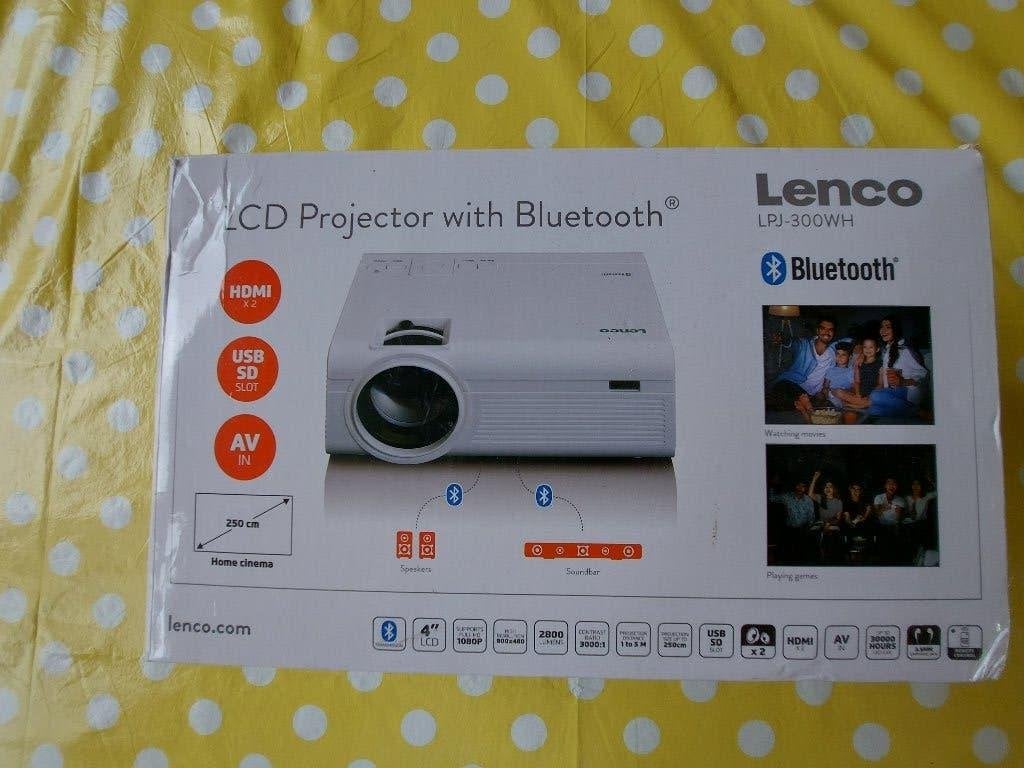 LENCO  Beamer met Bluetooth LPJ-300WH, Ophalen of Verzenden, Zo goed als nieuw, LED, Lenco