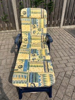 Ligstoel / Tuinstoel 5 standen blauw met kussen Flair Plasir, Ophalen, Gebruikt, Kunststof, Verstelbaar