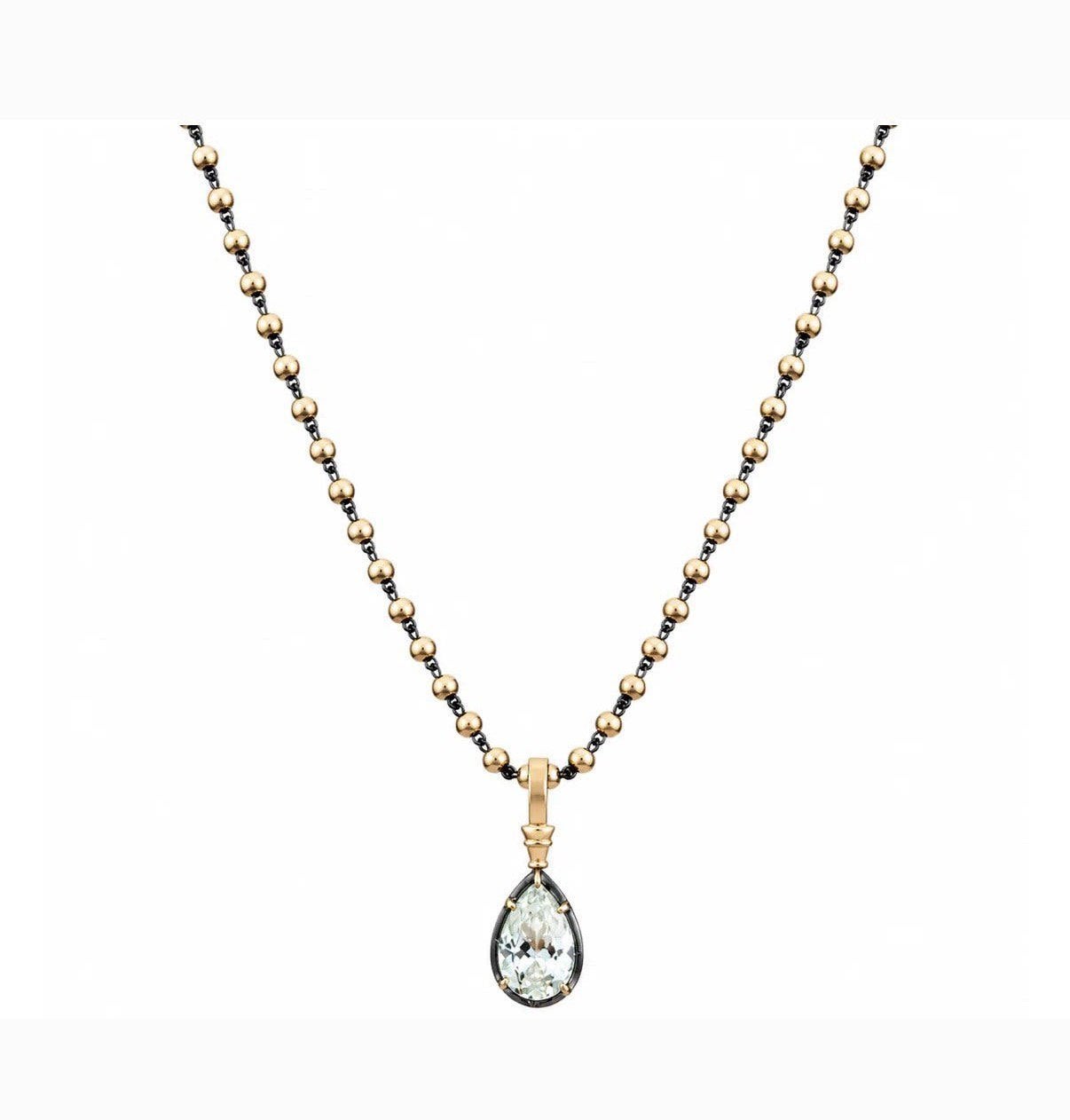 Antique ball necklace met saffier pear hanger nieuw! Inc.ver, Verzenden, Nieuw, Met edelsteen, Goud