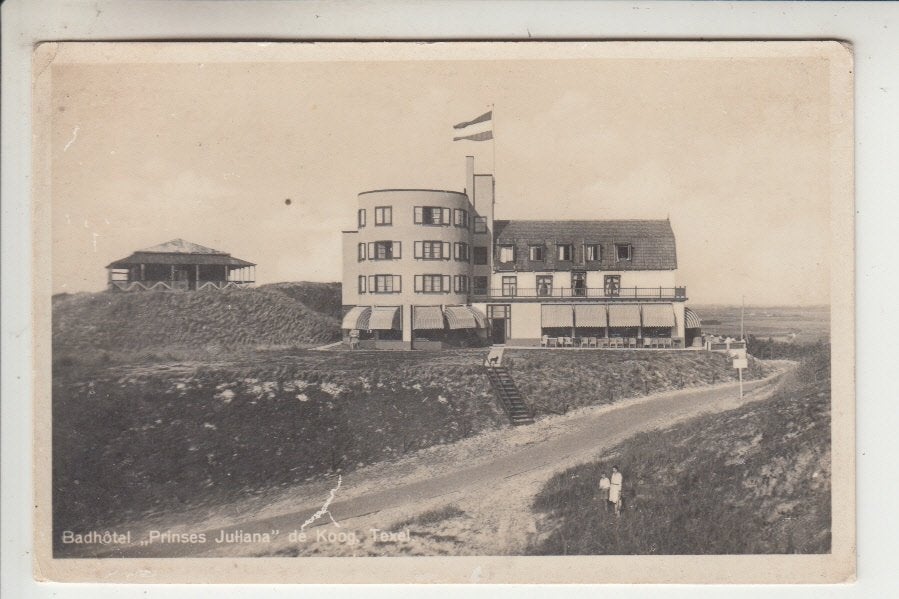 Texel - De Koog, Badhotel Prinses Juliana, Ophalen of Verzenden, 1940 tot 1960, Ongelopen, Waddeneilanden
