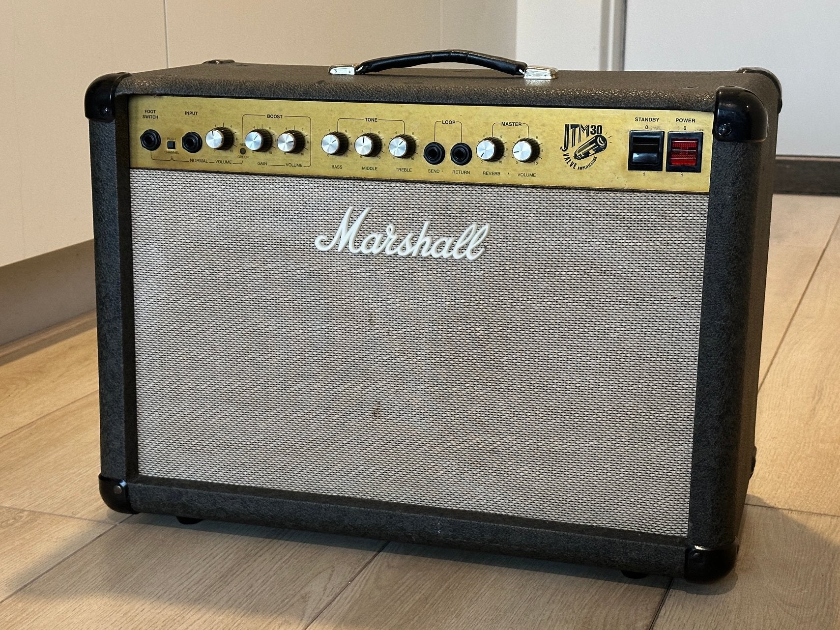 Marshall JTM30 2x10 gitaarversterker jaren 90 made in UK, Ophalen, Gebruikt, Gitaar, Minder dan 50 watt
