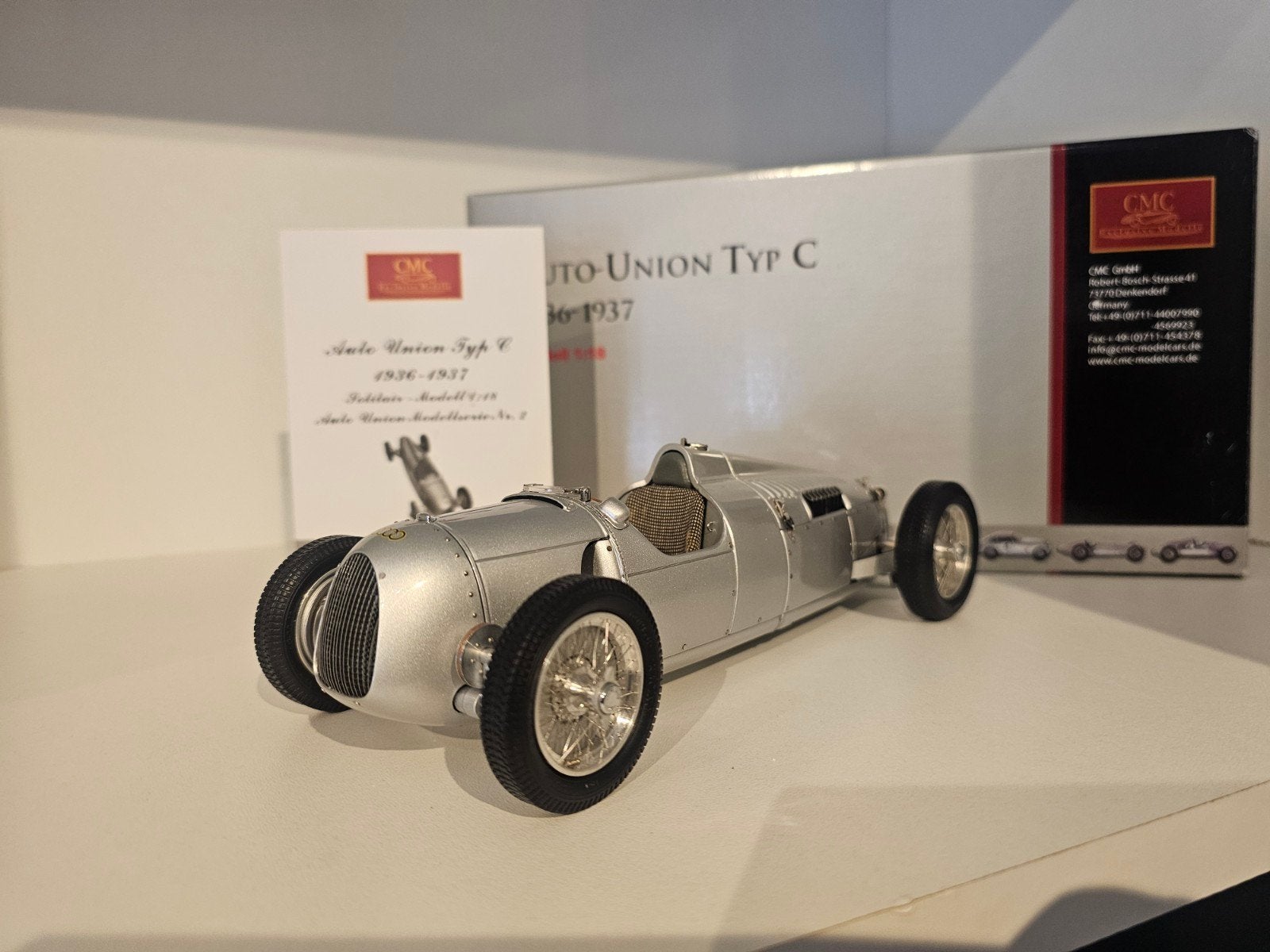 CMC Auto Union Typ C 1936-1937 1:18, Ophalen of Verzenden, Zo goed als nieuw, Auto, Overige merken