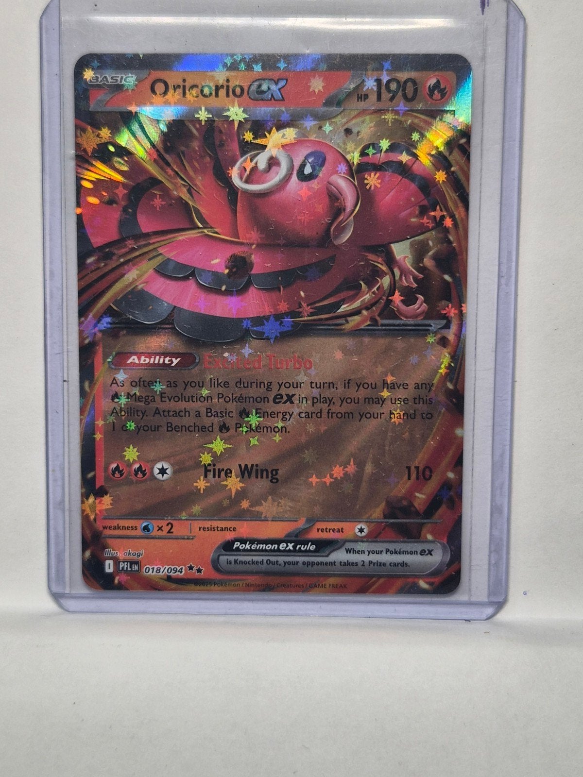 Oricorio GX 018/094 - Pokemon Kaart - Zo goed als nieuw, Ophalen of Verzenden, Zo goed als nieuw, Losse kaart, Foil
