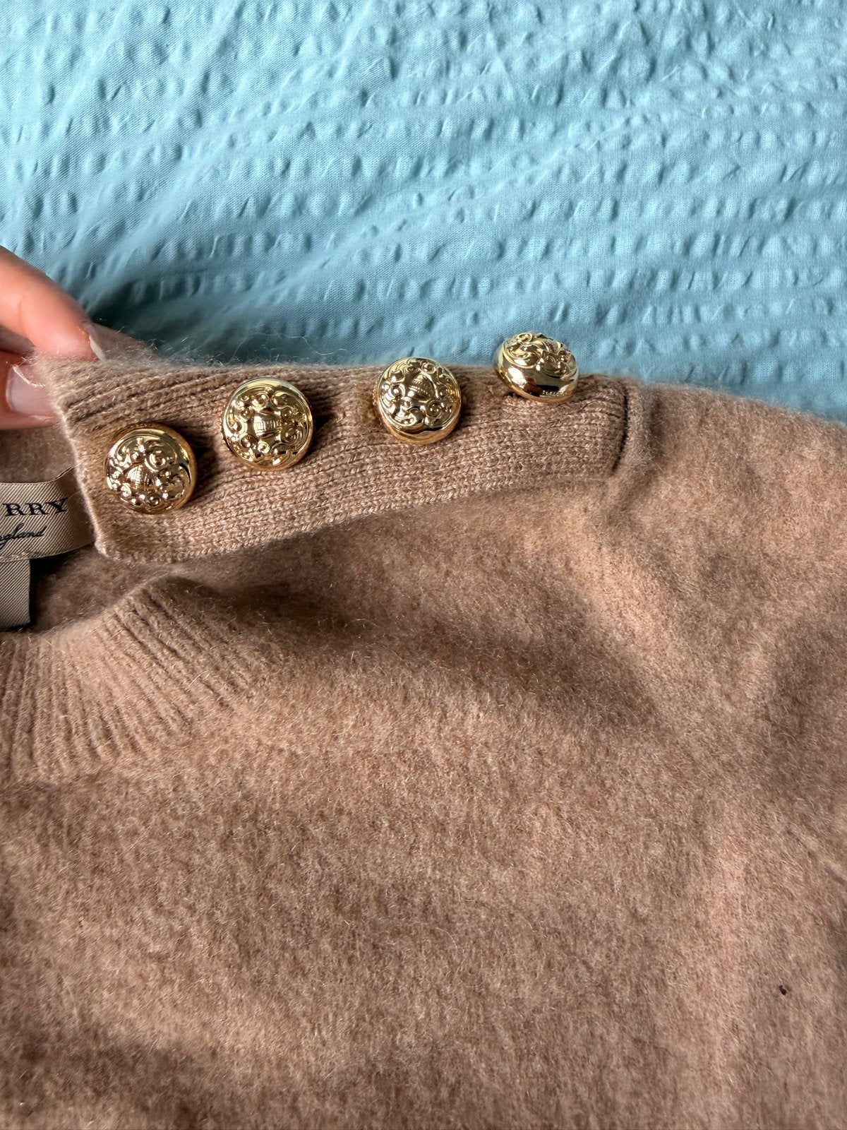 Burberry trui met gouden knopen - Maat S, Ophalen, Zo goed als nieuw, Maat 36 (S), Beige