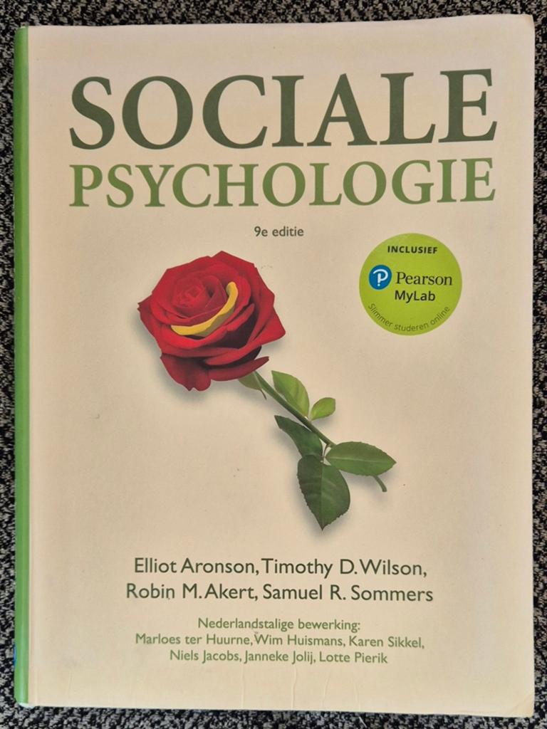 Sociale Psychologie 9e editie, Ophalen of Verzenden, Gelezen, HBO