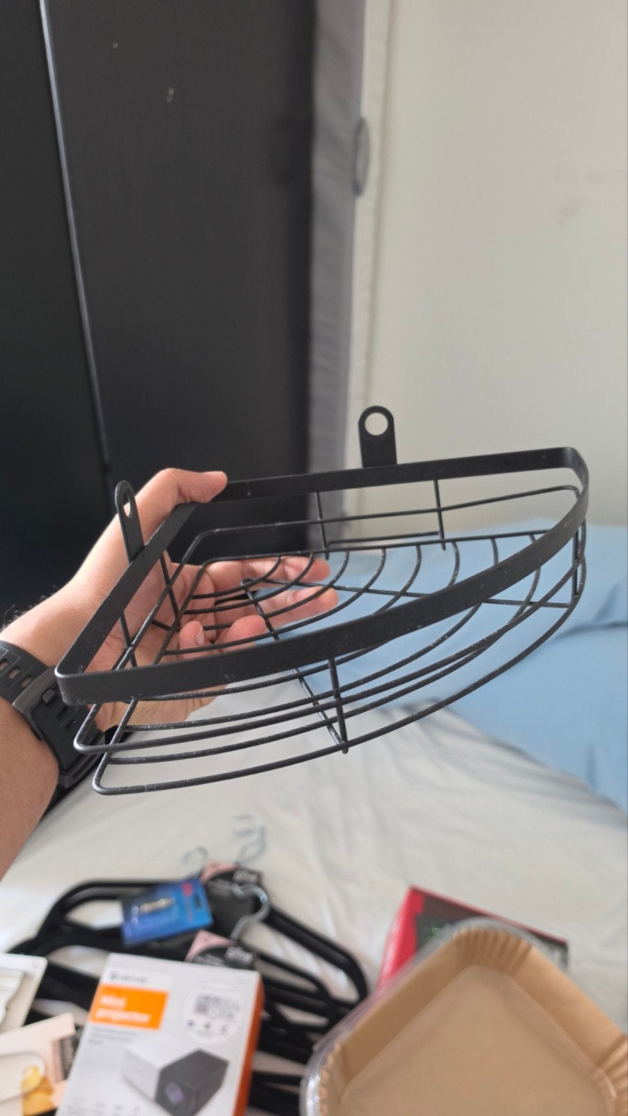 Zwart metalen hoekrekje voor badkamer of douche, Ophalen of Verzenden, Gebruikt, Zwart, Douche-accessoire