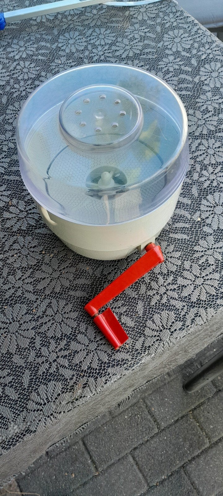Vintage aardappel schilmachine met handslinger, Gebruikt, Ophalen of Verzenden, 2 tot 3 liter, Vaatwasserbestendig