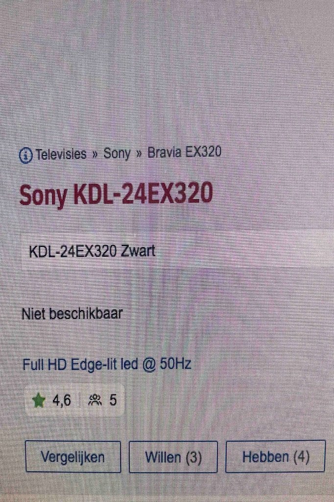 Sony TV 24 Inch, zwart, Ophalen, Gebruikt, 50 Hz, LCD