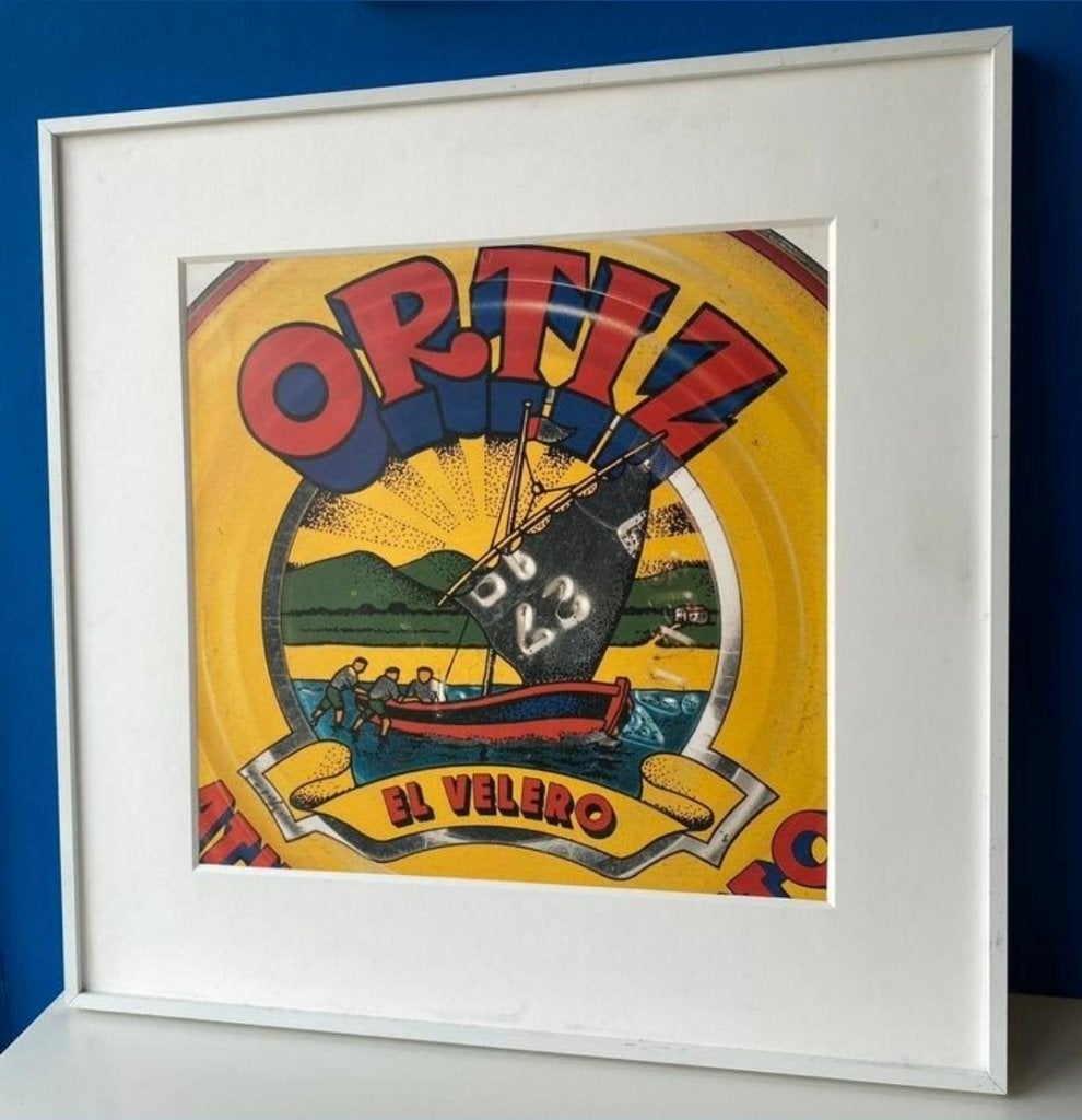 Lijsten met prenten/Spaanse blikjes tonijn ansjovis, Minder dan 50 cm, Gebruikt, Ophalen of Verzenden, Schilderij
