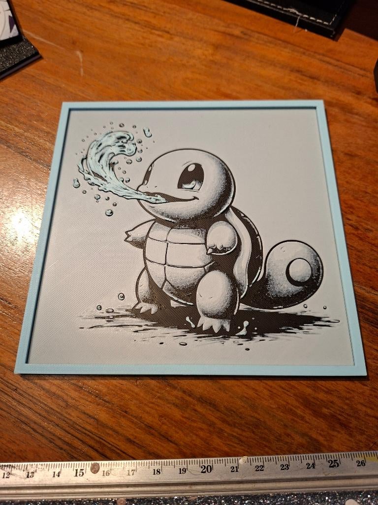 Hueforge Squirtle met lijst - 14,9 x 14,9 cm, Meerkleurig, Ophalen of Verzenden, Overige stijlen, Nieuw