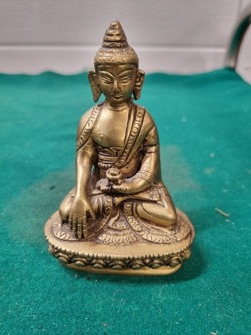 -	Boeddha beeld zittend vintage brass, Ophalen of Verzenden