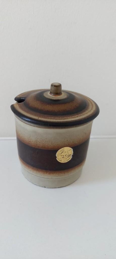 Vintage keramiek pot Jan van Erp jaren 70 bruin jam suiker, Huis en Inrichting, Keuken | Servies, Eu, Gebruikt, Eu, Keramiek