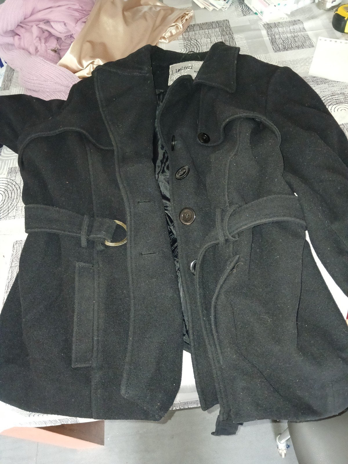 Zwarte winterjas XXL met ceintuur, Kleding | Dames, Jassen | Winter, Limited, Zwart, Maat 46/48 (XL) of groter, Ophalen of Verzenden