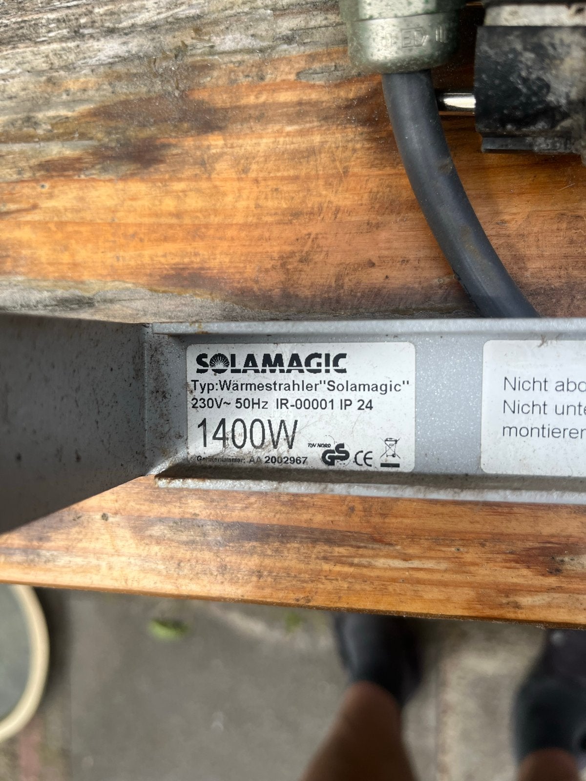 Solamagic 1400W Warmtestraler - Elektrisch, Gebruikt, Elektrisch, Gebruikt, Ophalen of Verzenden, Waterbestendig
