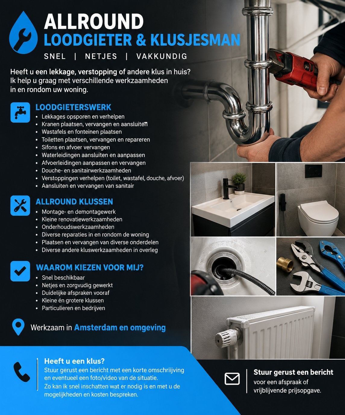 ALLROUND LOODGIETER & KLUSJESMAN | SNEL, NETJES & VAKKUNDIG, Ophalen of Verzenden, Douche
