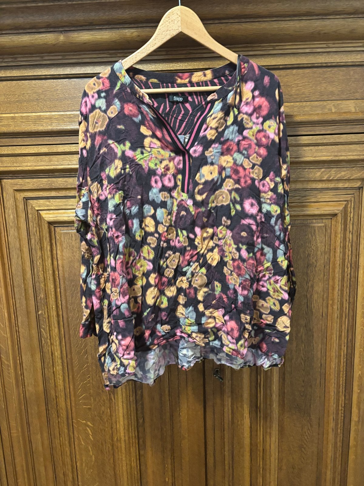 Frapp Bloemenprint Blouse - Maat 52/54 (XL), Kleding | Dames, Verzenden, Zo goed als nieuw, Maat 46/48 (XL) of groter, Meerkleurig
