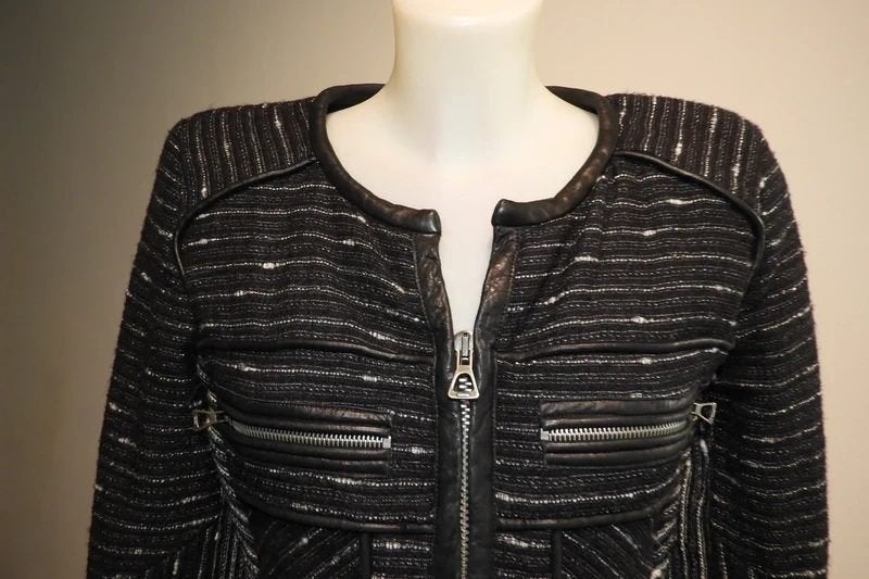 Isabel Marant jack deels leer biker look armlappen IGST S, Isabel Marant, Verzenden, Zwart, Zo goed als nieuw