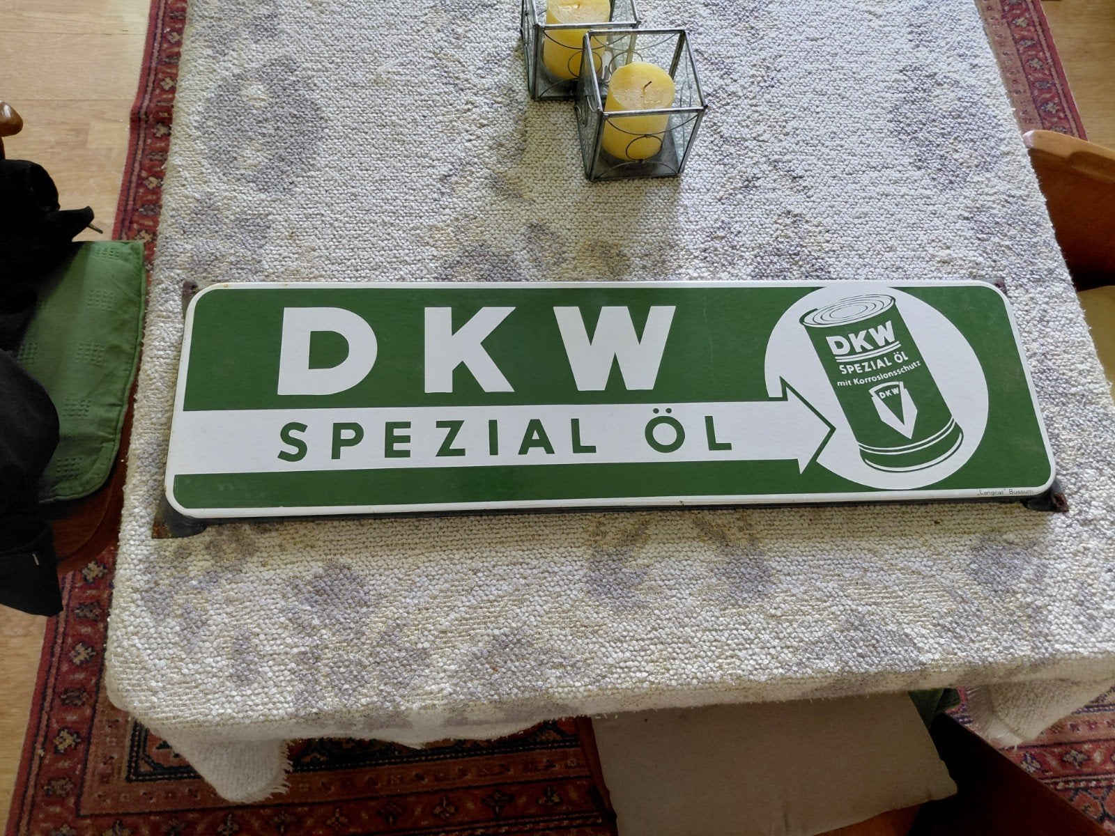 Emaille reclamebord dkw, Ophalen of Verzenden, Zo goed als nieuw, Reclamebord