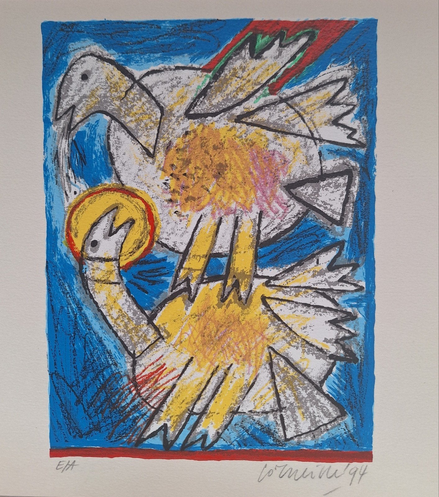 Originele zeefdruk Corneille '94 - 27.5 x 27.5 cm, Antiek en Kunst, Zeefdruk, Ophalen of Verzenden, Dieren en Natuur, Gesigneerd