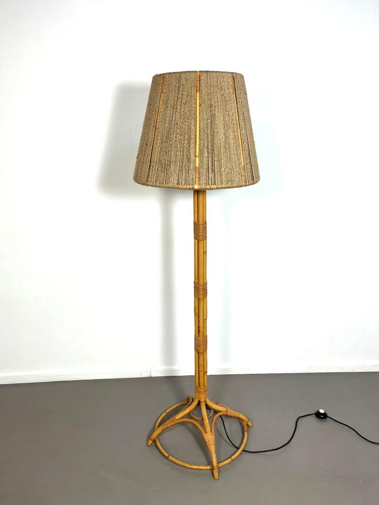 Vintage design Italiaanse bamboe vloerlamp jaren 60, Huis en Inrichting, Lampen | Vloerlampen, Gebruikt, 150 tot 200 cm, Ophalen