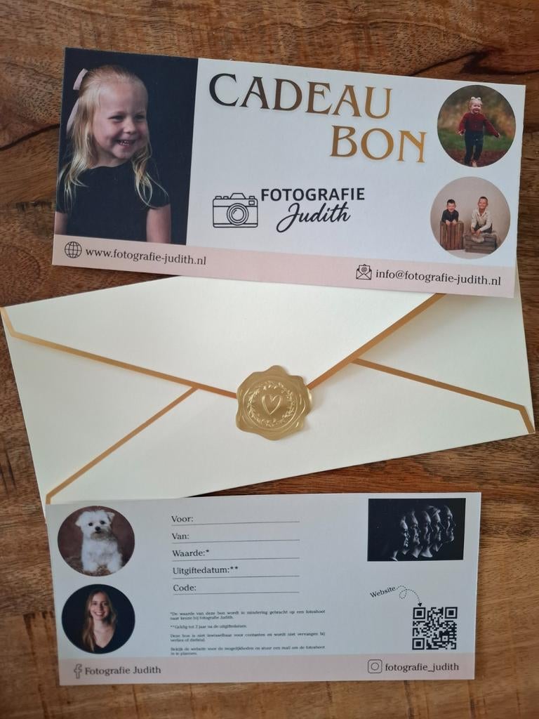 Cadeaubon voor een fotoshoot met een bedrag naar keuze, Cadeaubon