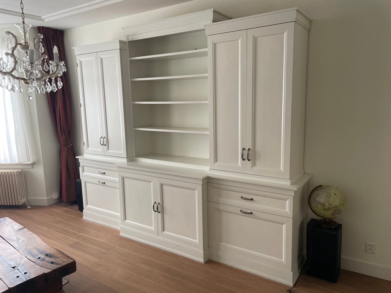 Handgemaakte, witte  buffet kast, Ophalen, Gebruikt, Jaren 30, 200 cm of meer