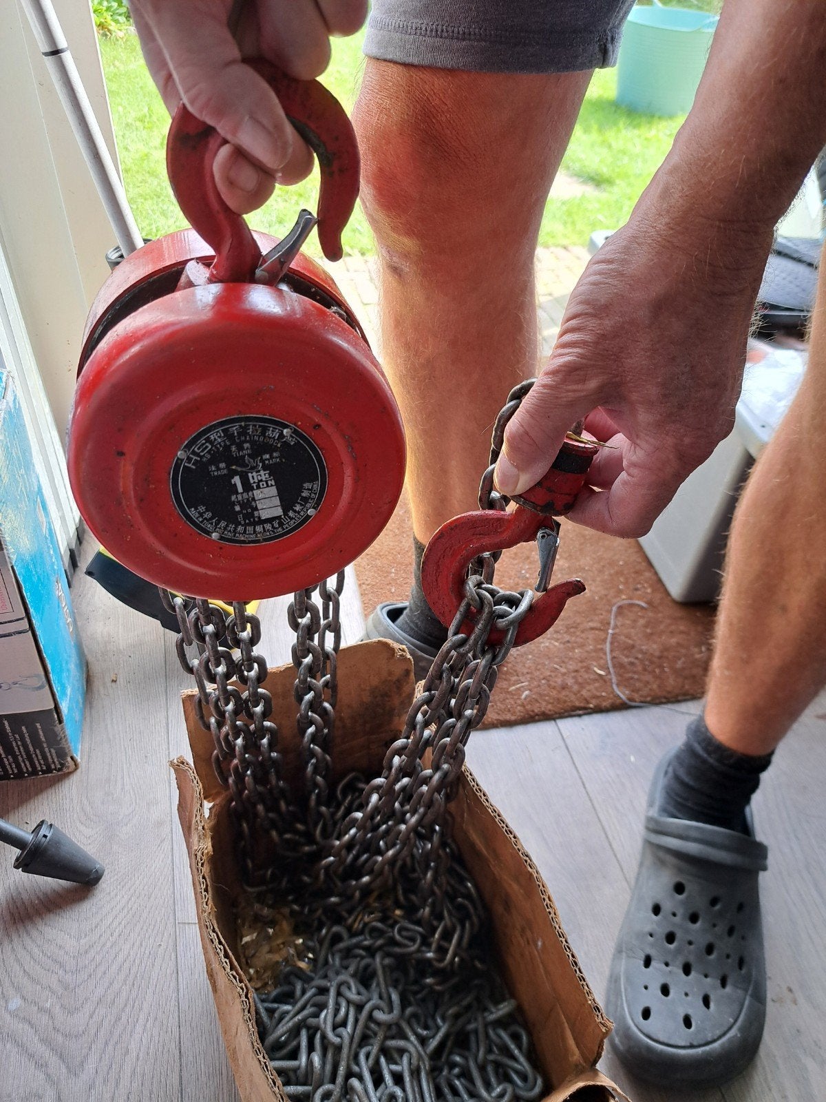 Hand kettingtakel 1 Ton 3m, Ophalen, Gebruikt, Handmatig
