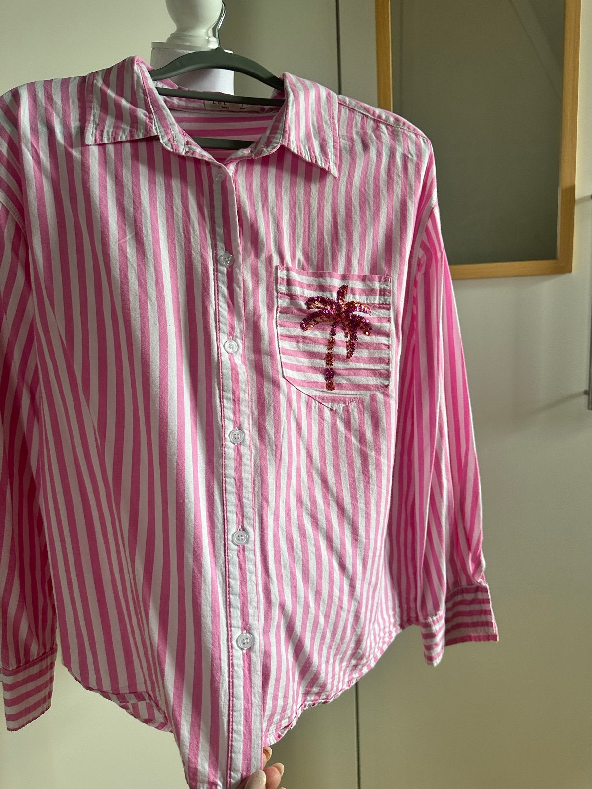 LolaLiza Blouse Maat 40 met Pailletten Palmboom, Kleding | Dames, Blouses en Tunieken, Verzenden, Gedragen, Maat 38/40 (M), Roze